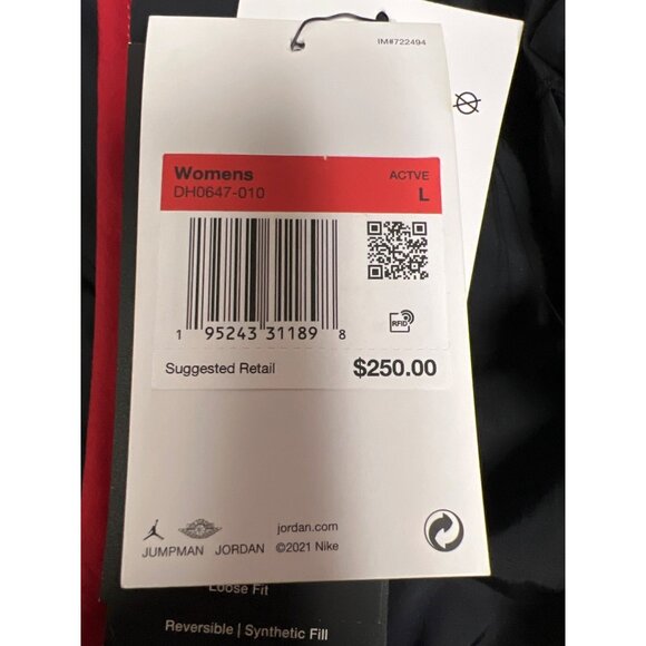 Nike Jordan Women's Quilted Flight Jacket Reversible Black Red Large NEW NWT - Picture 12 of 12